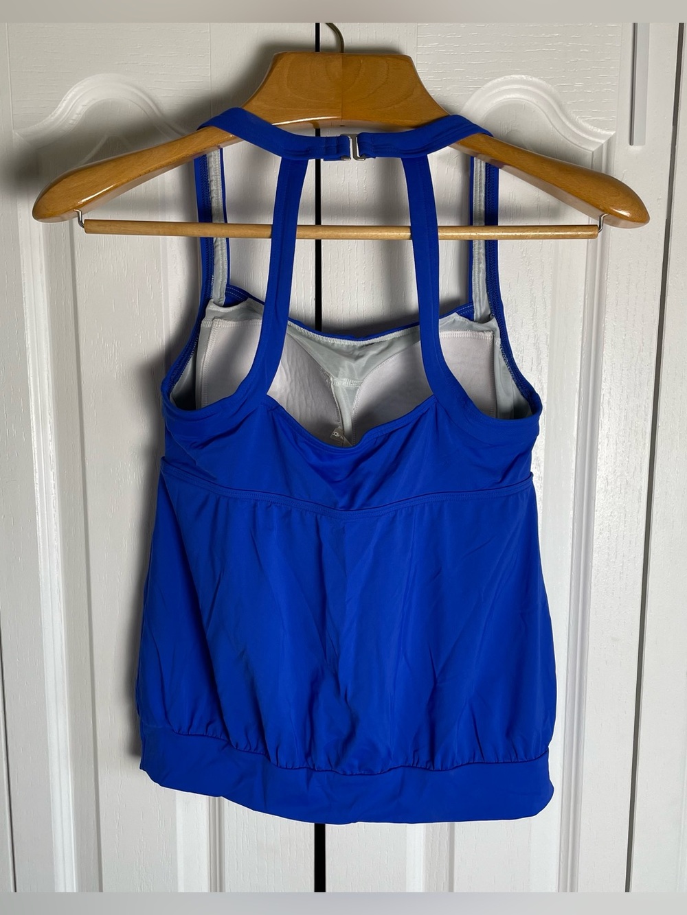 Lands’ End Blouson Tankini Swim Top Women’s 8 Petite Blue Padded y2k Racerback - Picture 4 of 13
